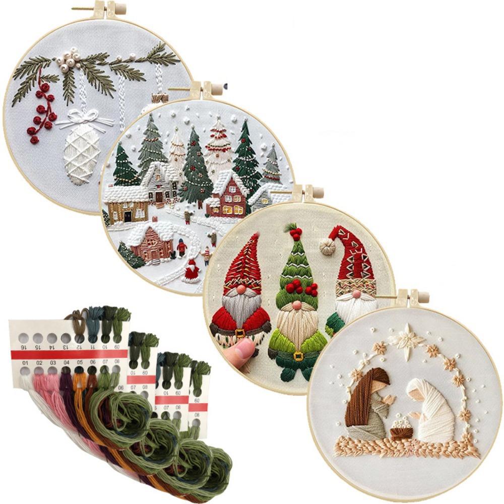 Christmas Cross Stitch Nativity Scene Embroidery Kit Cross Stitch Set Non-finished Products DIY Religious Vintage Embroidery