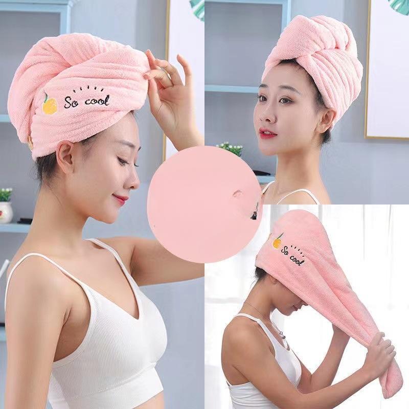 

Утолщенная шапочка для волос из коралловой шерсти, впитывающая треугольная шапочка с мультяшной вышивкой, женская шапочка для душа, впитывающее полотенце для волос Single layer thickened