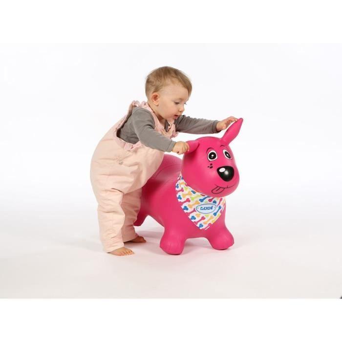 LUDI - Ballon Sauteur Chien Rose - Développe la motricité et assure la stabilité - Dès 10 mois