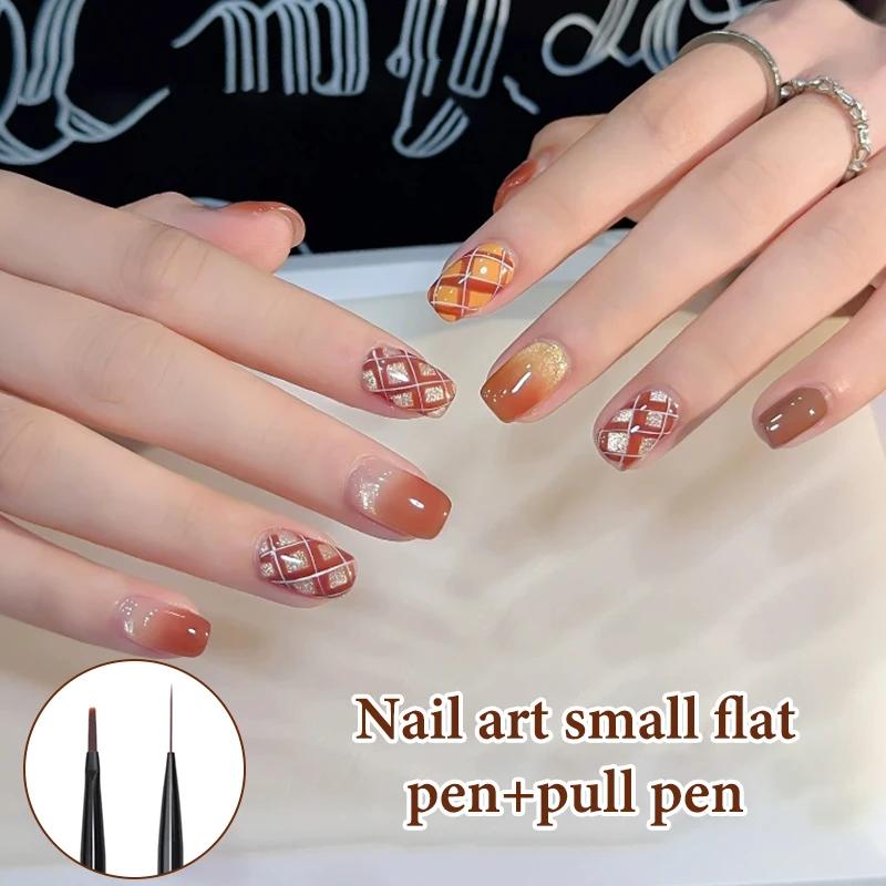 Nail Art Brush Checker Sandalwood Nail Drawing Painting Long Line Brush Nail Art Tool Painting Brushes DIY Design Manicure Tools