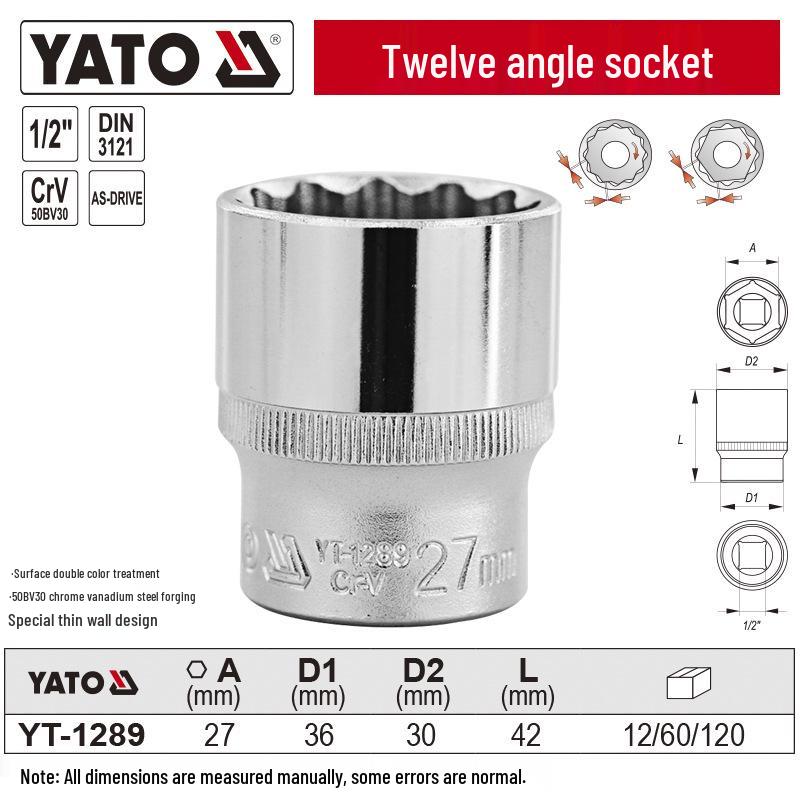 YATO 1/2" 12,5mm Kurzer 12-Kant-Steckschlüssel