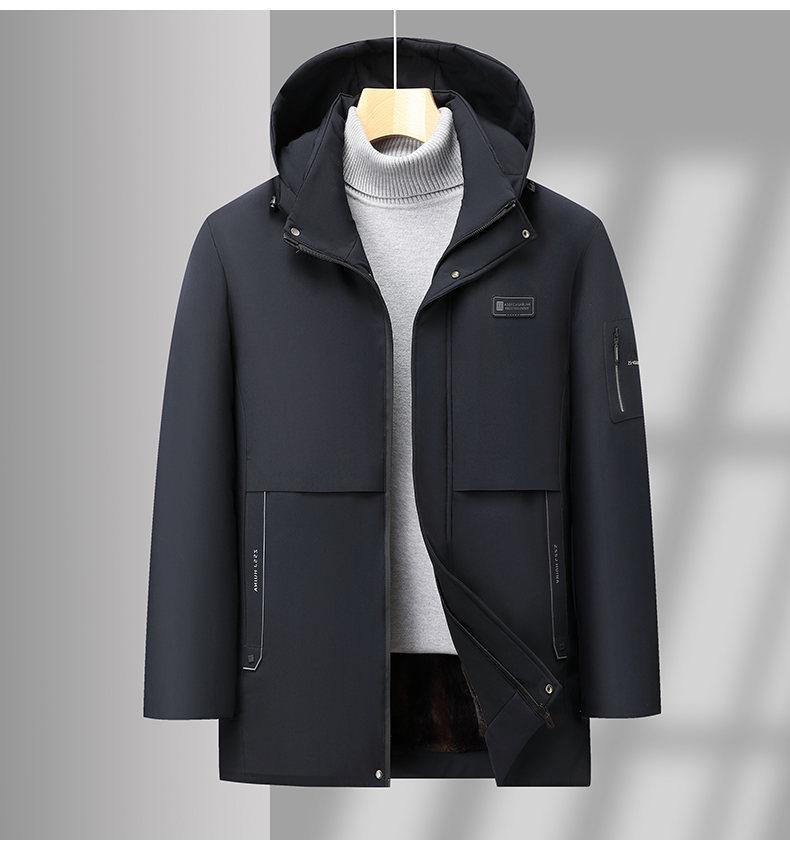 Men's Detachable Hooded Cotton Coat for Business Casual Dads