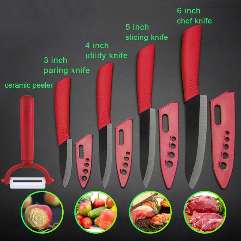 Ceramic Knives Kitchen Knives Set 3 4 5 6 Inch Chef Knife Cook Set Chef Utility Slicer Vegetable Peeler White Zirconia Blade