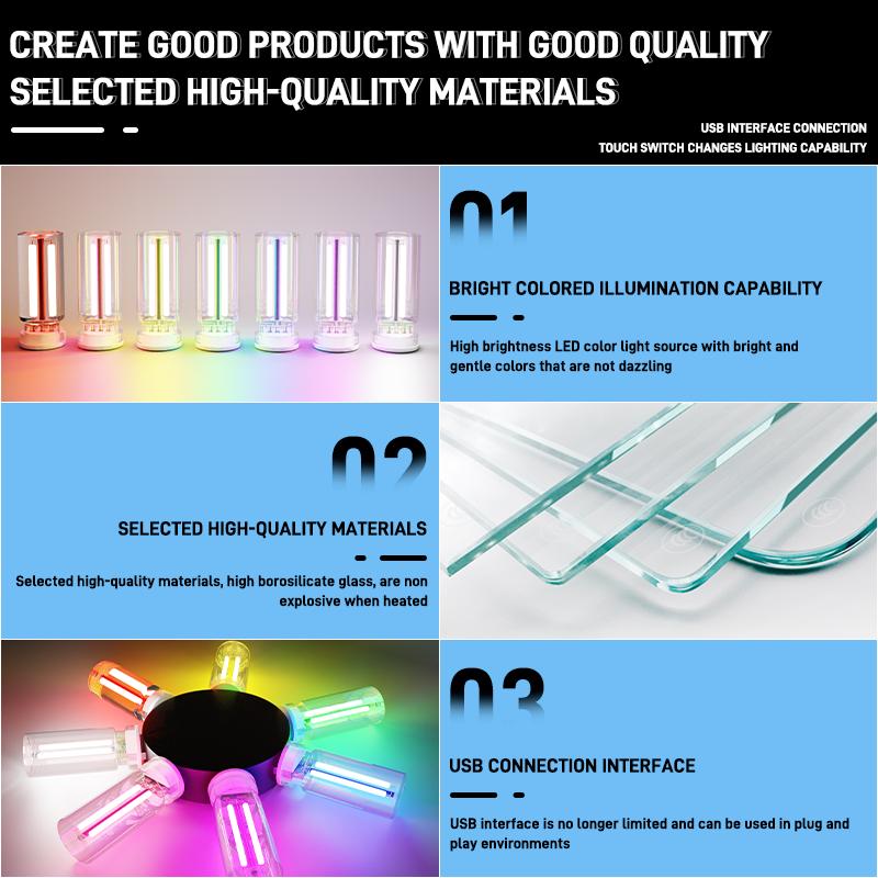 Car USB Night Light Touch Control Incandescent Atmosphere Lights Decorative Portable Lighting Plug Play LED Filament Lamp Bulb