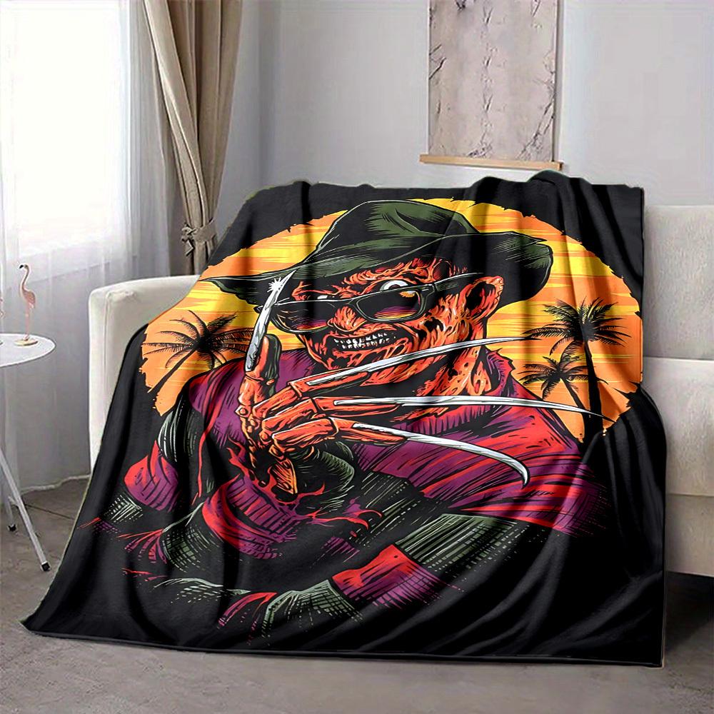 1pc A Nightmare on Elm Street Flannel Throw Blanket - HD Printed Lightweight Soft Warm All-Season Blanket for Sofa, Bed, Travel, Camping 067