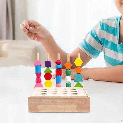 Wooden Beads Sequencing Toy Set Lacing for 2 3 4 5 Year Old Boys Girls Fishing and Carrots