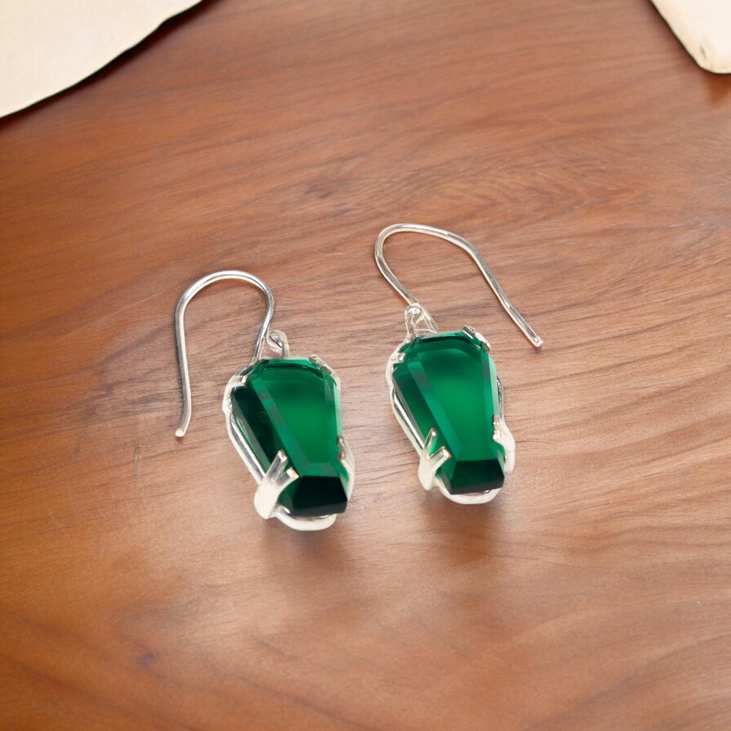 Chrome Diopside Gemstone 925 Sterling Silver Jewelry Handmade Hook Earrings1.45" EE-129-2