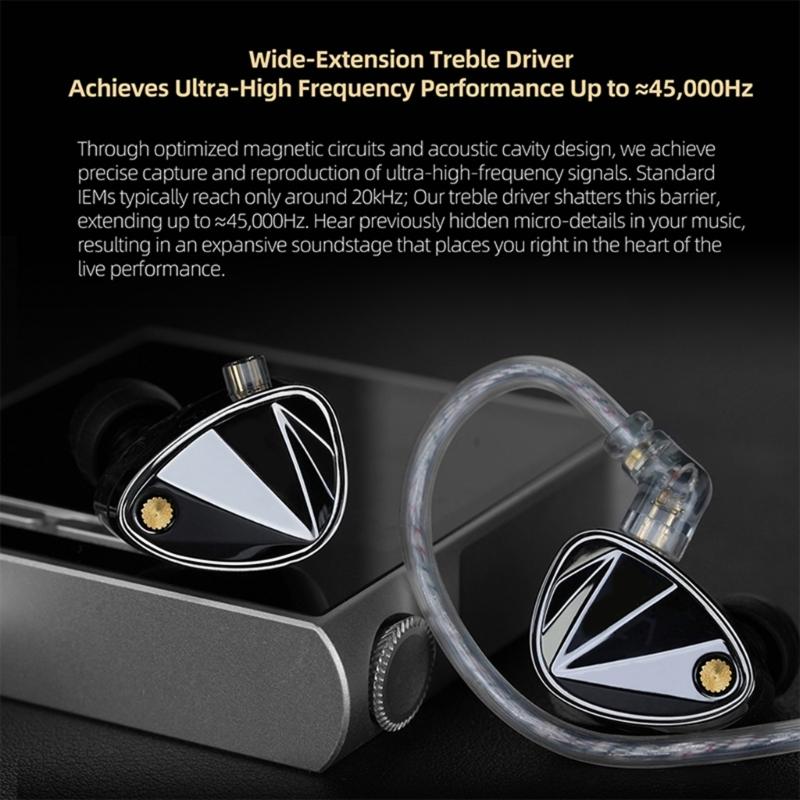 Professional Acoustics Tuning 3 Dynamic Driver Earphones Adjustable Rotating Design Braideds Cable For Audiophiles