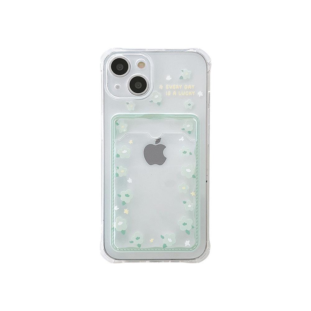 

Чехол для телефона Love Heart Matcha Green Flower для iPhone 13/12/11, XR/XS Max - держатель для карт в комплекте iPhone 16 Pro