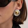 IngeSight.Z 2026 New Fashion Vintage Round Geometry Stud Earring Women Stainless Steel Gold Color Waterproof Jewelry Accessories