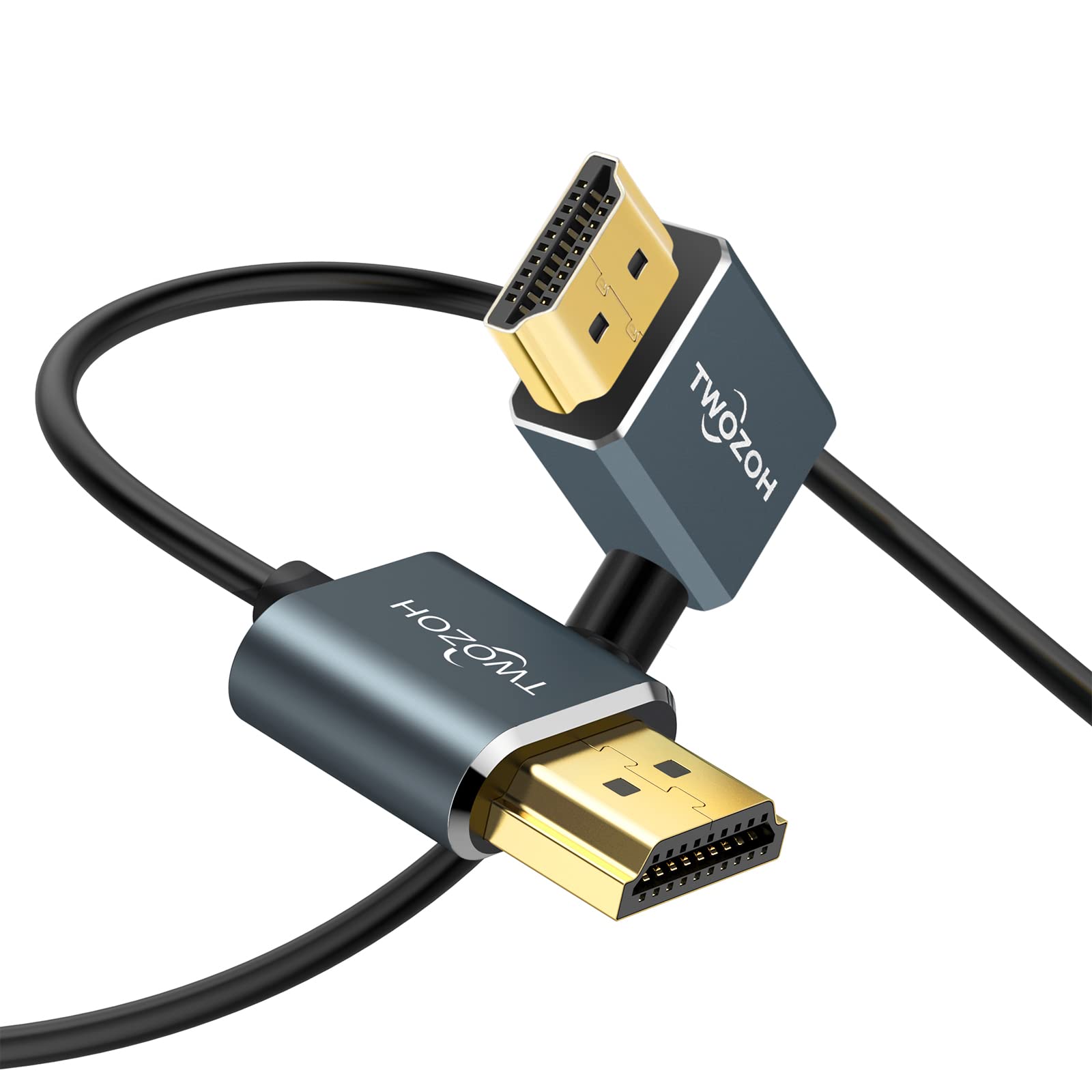 

Угловой сверхтонкий HDMI-кабель Twozoh, совместимый с квалифицированным биллингом, L-образный, левый/правый, 90°, 1 м, штекер-штекер 3D/4K при 60 Гц