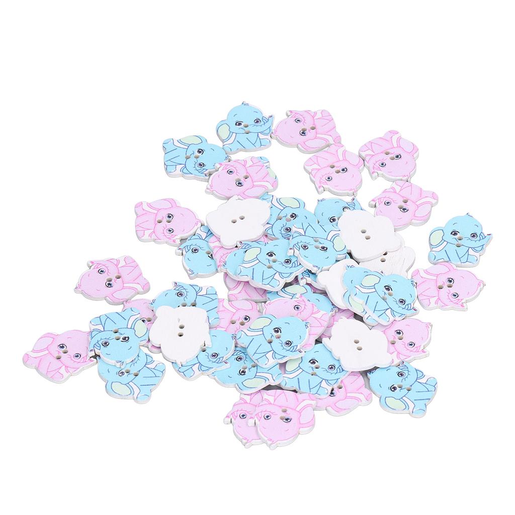 150Pcs Wooden Buttons Cartoon Elephant Two Colors High Durable Light Weight Easy Storage Widely