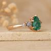 Pear Moss Agate Ring with Peridot, Amethyst & Cubic Zirconia – Nature Inspired Gemstone Jewelry Gift - Rose gold plated 925 Sterling Silver Ring