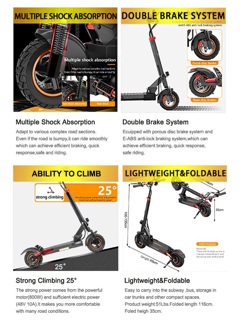 New Electric Folding Scooter for Adults - 10" Inflatable Tires, Aluminum Alloy Frame, Commuter Bike.