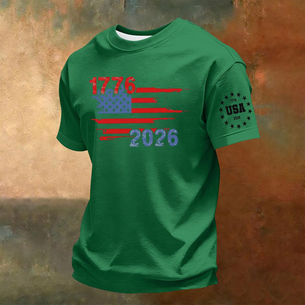 Men's Short Sleeve Crew Neck T-Shirt Casual Comfortable Fit Graphic Print 250th Anniversary Independence Day USA Design Summer Wear