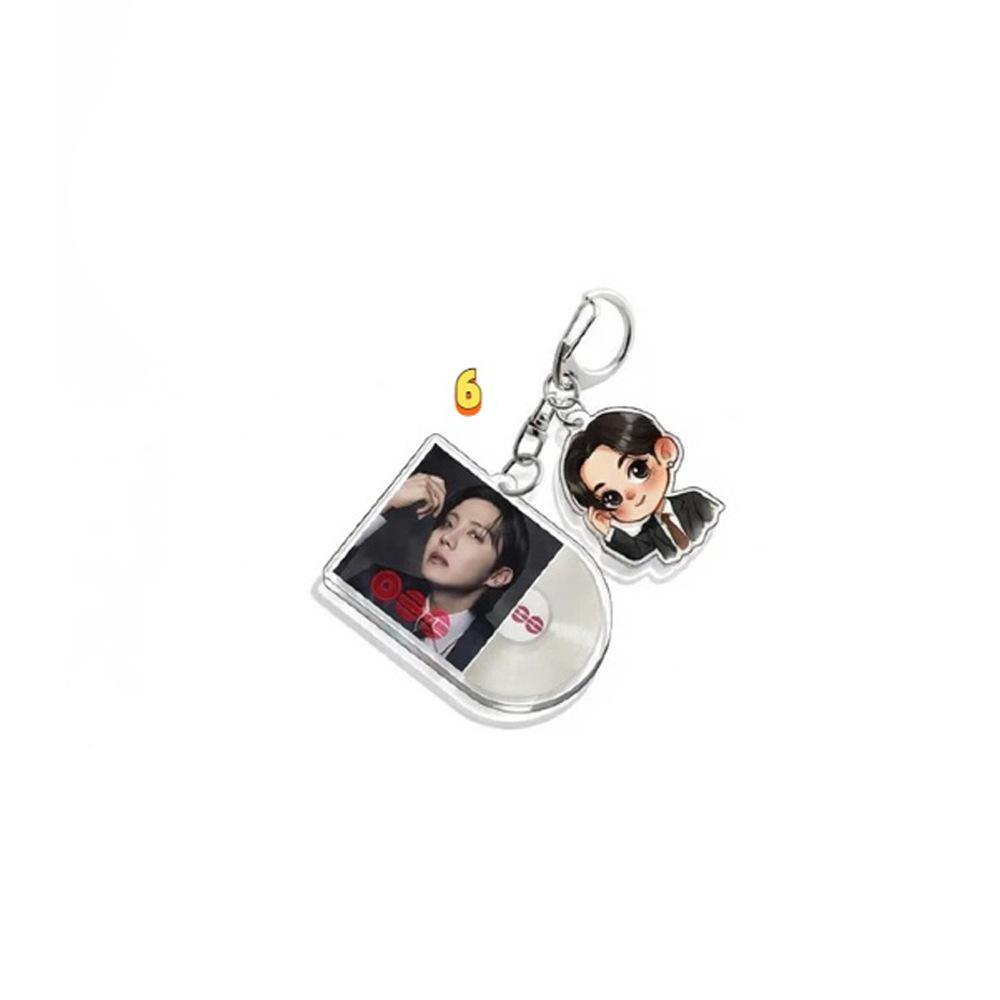 BTS Vinyl Record-style Keychains, Cute Real-life and Cartoon Member Designs, Celebrity Merchandise Support Pendants, 8 Styles Available