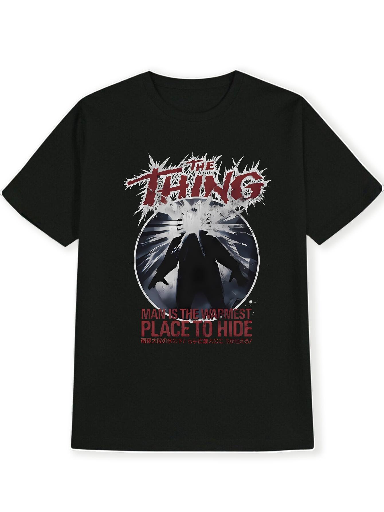 

Men s The Thing Movie Graphic T-shirt - Black Horror Movie Theme Shirt Pure Cotton Breathable Unisex Streetwear Oversized 4XL