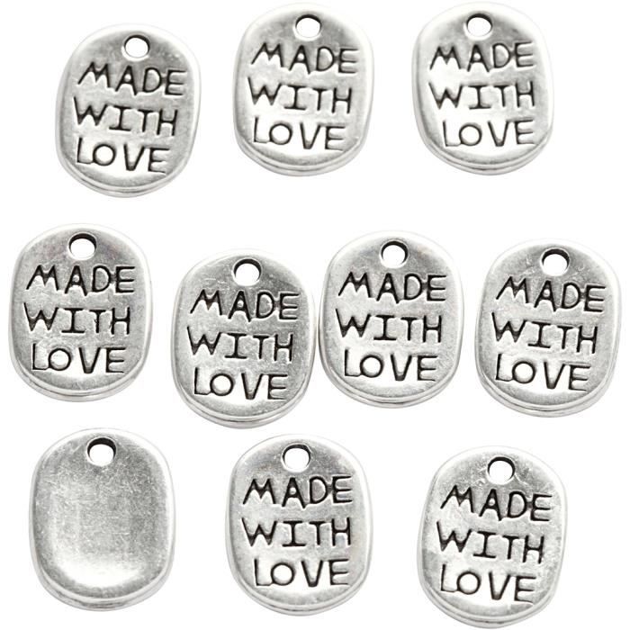 Pendentifs - Creotime - 12 x 8 mm - 10 pièces - Argent - Unisexe