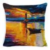 New Linen Pillow Cover Oil Painting Landscape Office Lumbar Pillow Cover Home Sofa Pillow Home Pillow