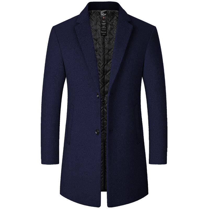 

Зимняя мода Тренчкот мужской средней и длинной длины Повседневный шерстяной пальто среднего возраста Трендовый утолщенный шерстяной пальто Гладкая шерсть Мужская одежда XXXXL