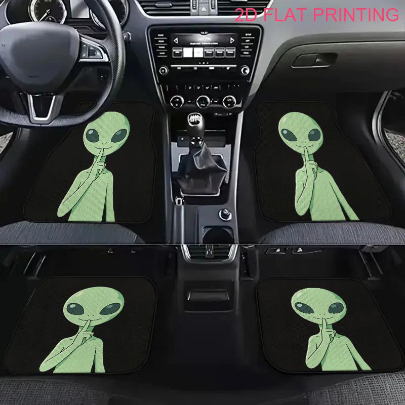 4pcs Alien-Themed Car Floor Mats Stylish Printed Design Perfect For Summer Road Trips And Everyday Driving Use