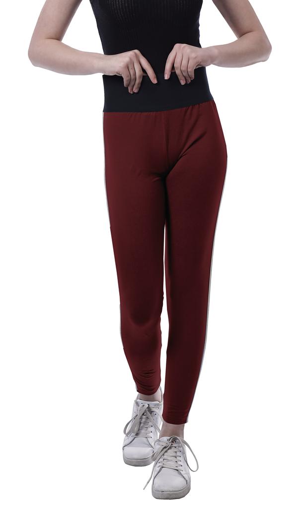 Moomaya High Waist Leggings For Women Side Strips Soft Workout Yoga Pants