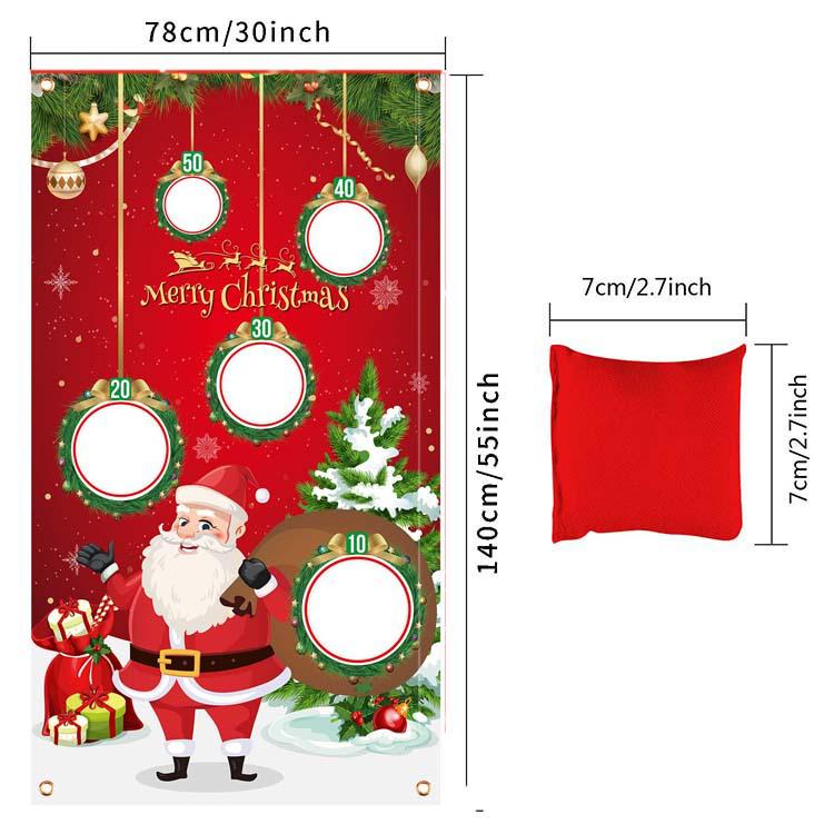 Weihnachts-Sandsackwurfspiel & Fahnen-Party-Dekorationsset - Weihnachtsmann & Weihnachtsbaum-Fahnen