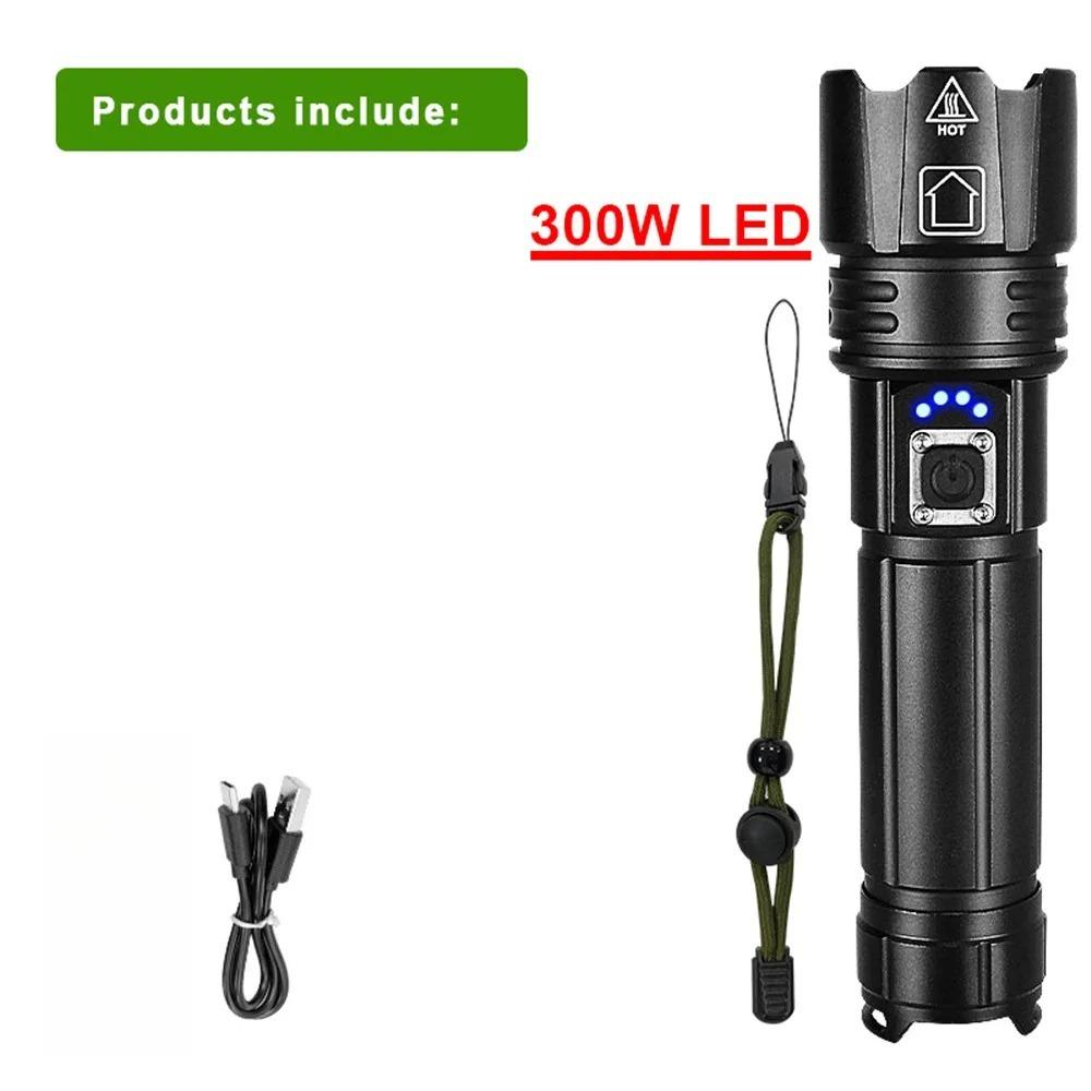 

High-power strong light LED flashlight zoomable USB rechargeable with and ultra-bright long-range Aluminium alloy outdoor torch No battery