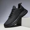 Men's Shoes All Black Sports Leisure Shoes Lightweight Soft Bottom Travel Shoe Leather Waterproof Large Size Shoes