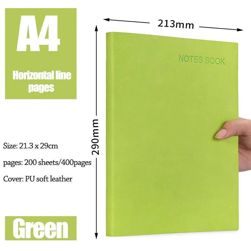 640/400/240/160 sider Ultratykk linjert studentdagbok Notatbok Kontorrekvisita A4/A5/A6 PU-skinn Arbeidsnotatblokk for forretninger