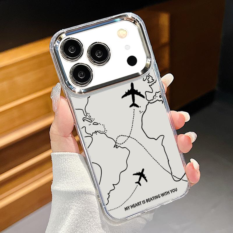 

Чехол с рисунком «Самолет и снежные горы» для iPhone 17 Pro Max, покрытие рамки объектива, прозрачная мягкая задняя крышка для iPhone 16 15 14 13 Pro Max 11 16E 17E iPhone 11 прозрачный