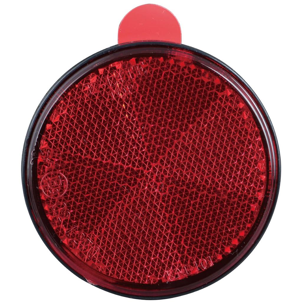 JET INOUE Reflector, Round, 2.4 In (60 Mm) with E Mark, Double-Sided Tape Fixed Type, Red, Black Base