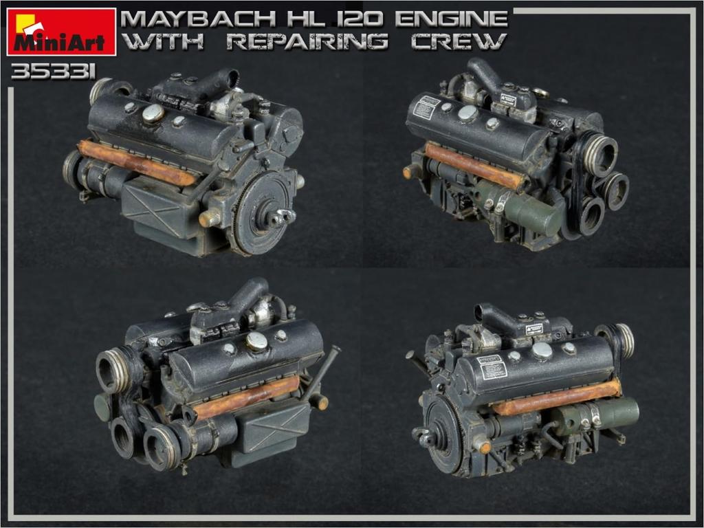 Miniart 1/35 Scale German Maybach HL120 Engine for Panzer III/IV with Repair Engineer, Plastic Model Kit MA35331