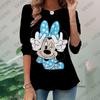 T-shirt à manches longues pour femme avec imprimé dessin animé Disney Mickey Mouse, mode automne, col rond, t-shirts décontractés à enfiler, hauts surdimensionnés Y2K