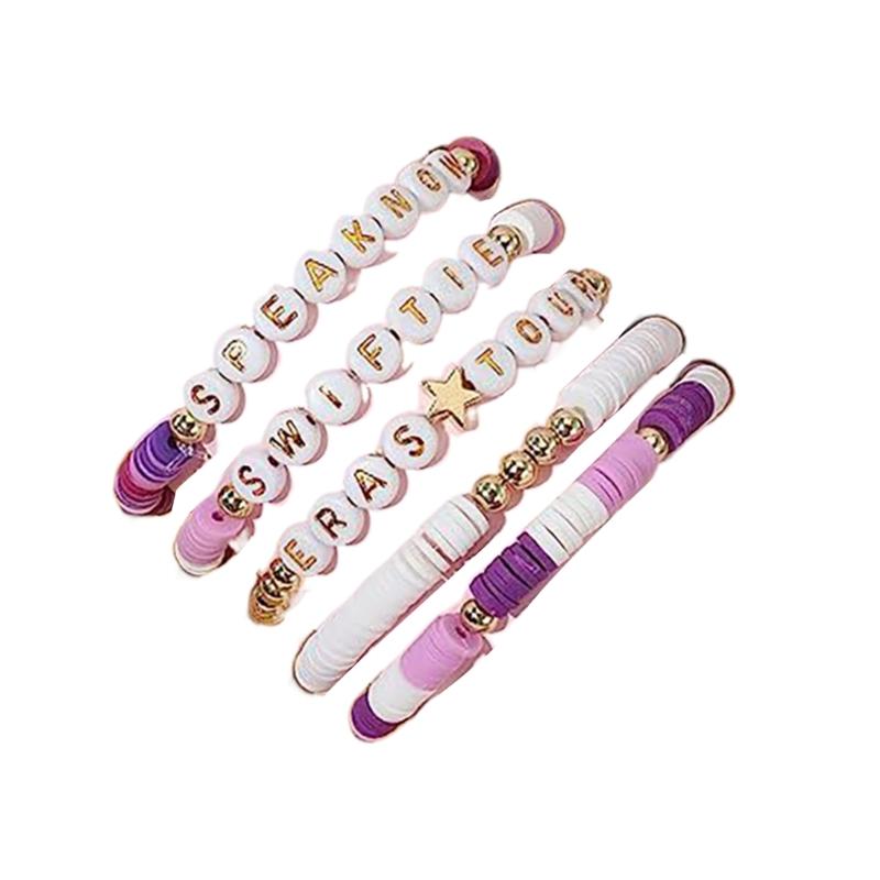 

5Pcs/lot Multicolor Soft Clay Beads Bracelets Beaded Elastic Bangles Stackable 1