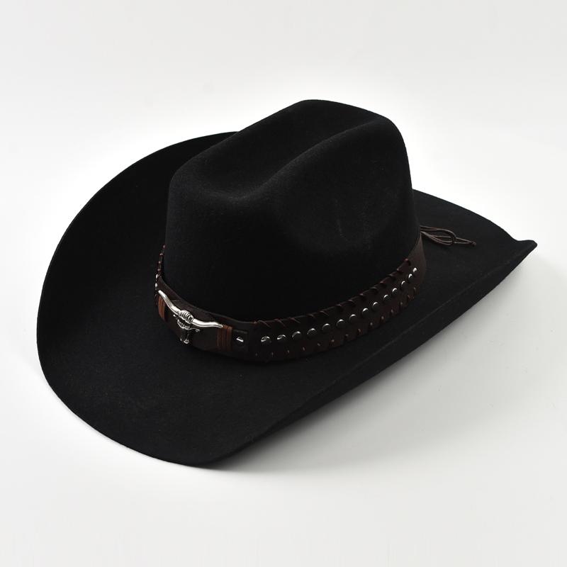 100% Wool Cowboy Hats Autumn and Winter Lady Cowgirl Jazz Hat Men's Western Curved-brimmed Felt Fedora Hat