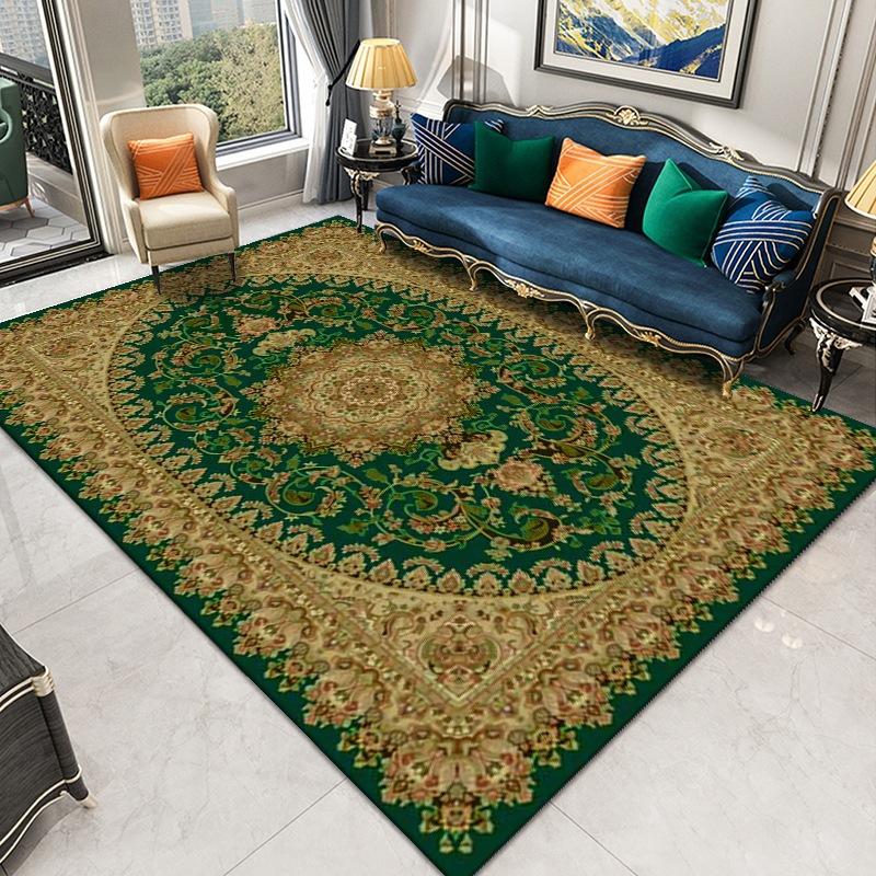 Retro Persian Large Carpet, Living Room Coffee Table Bedroom Floor Mat, European Turkish Ethnic Style Light Luxury Home Floor Mat