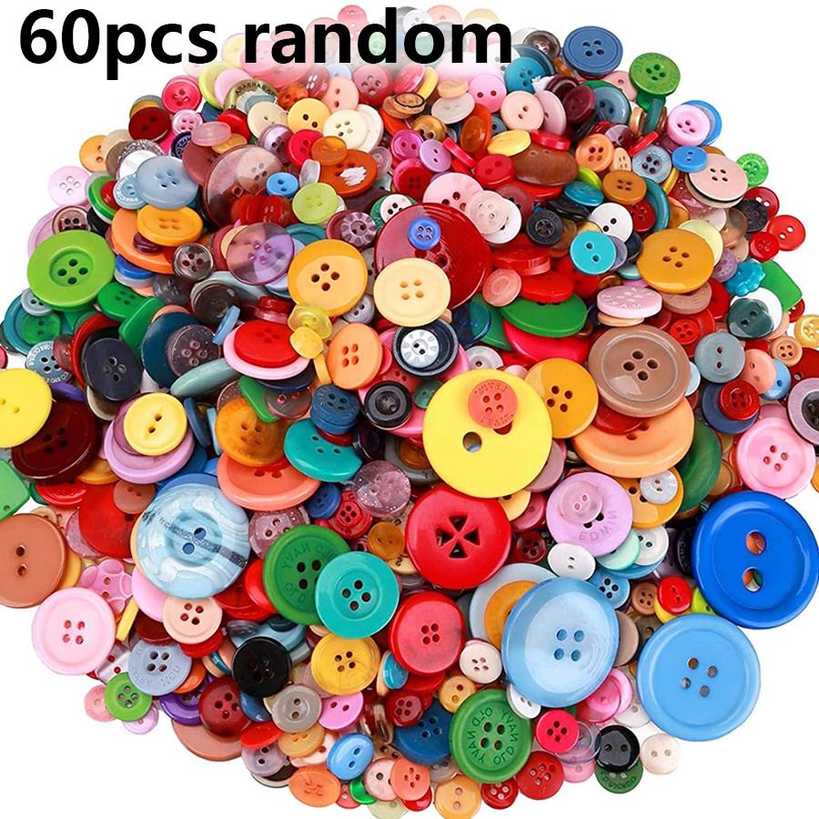 

60/120/240pcs Color Round Resin Button 0.7-2.5cm Assorted Sizes for DIY Crafts Sewing & Knitting Projects Household Sewing JXB