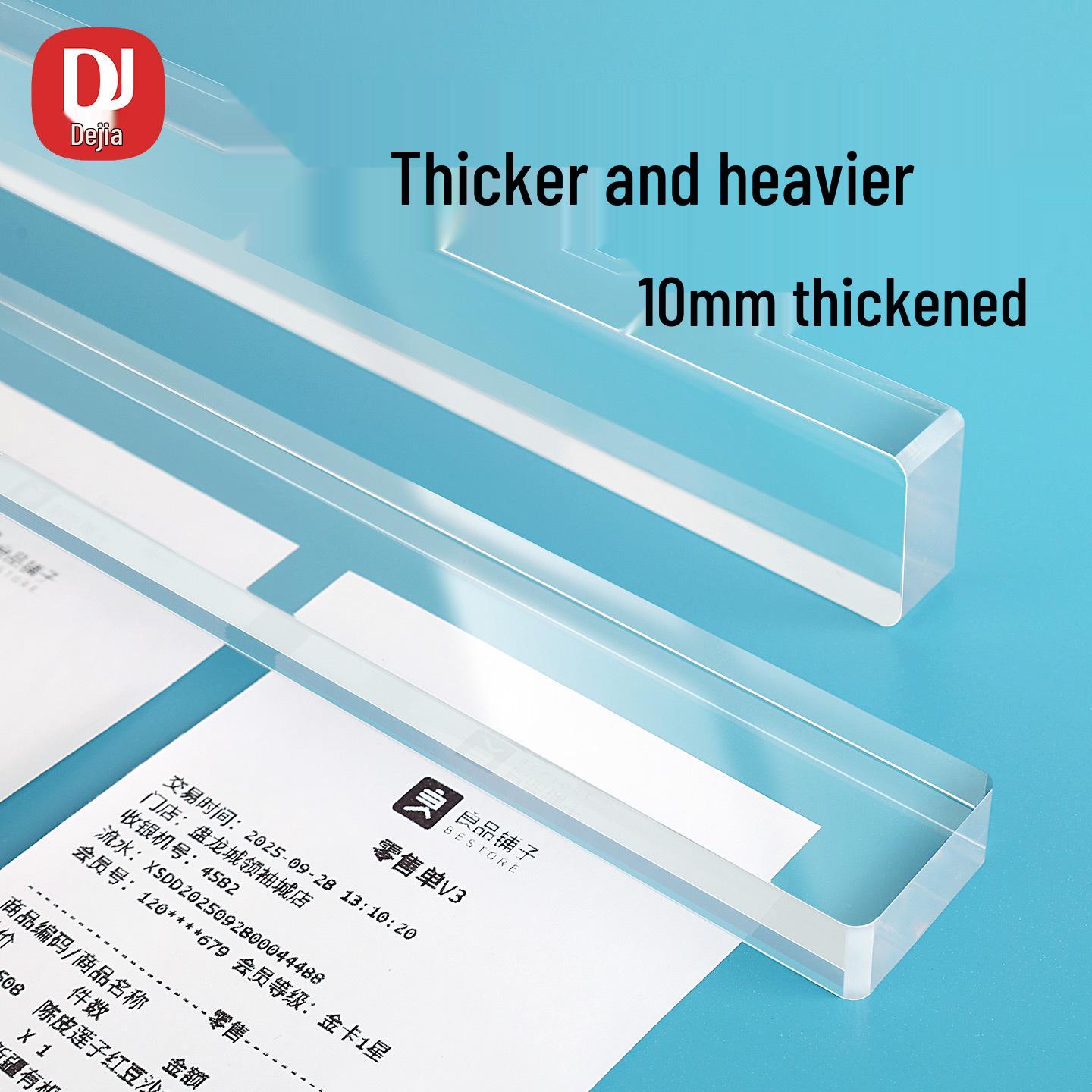 

Acrylic Receipt Holder Paperweight - Transparent Single Strip Organizer 10cm