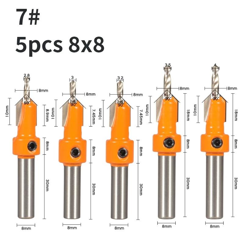 8MM Shank Hss Countersink Router Bit Screw Extractor Woodworking Hole Opener Drill  Milling Cutter For Wood Alloy Step Drill