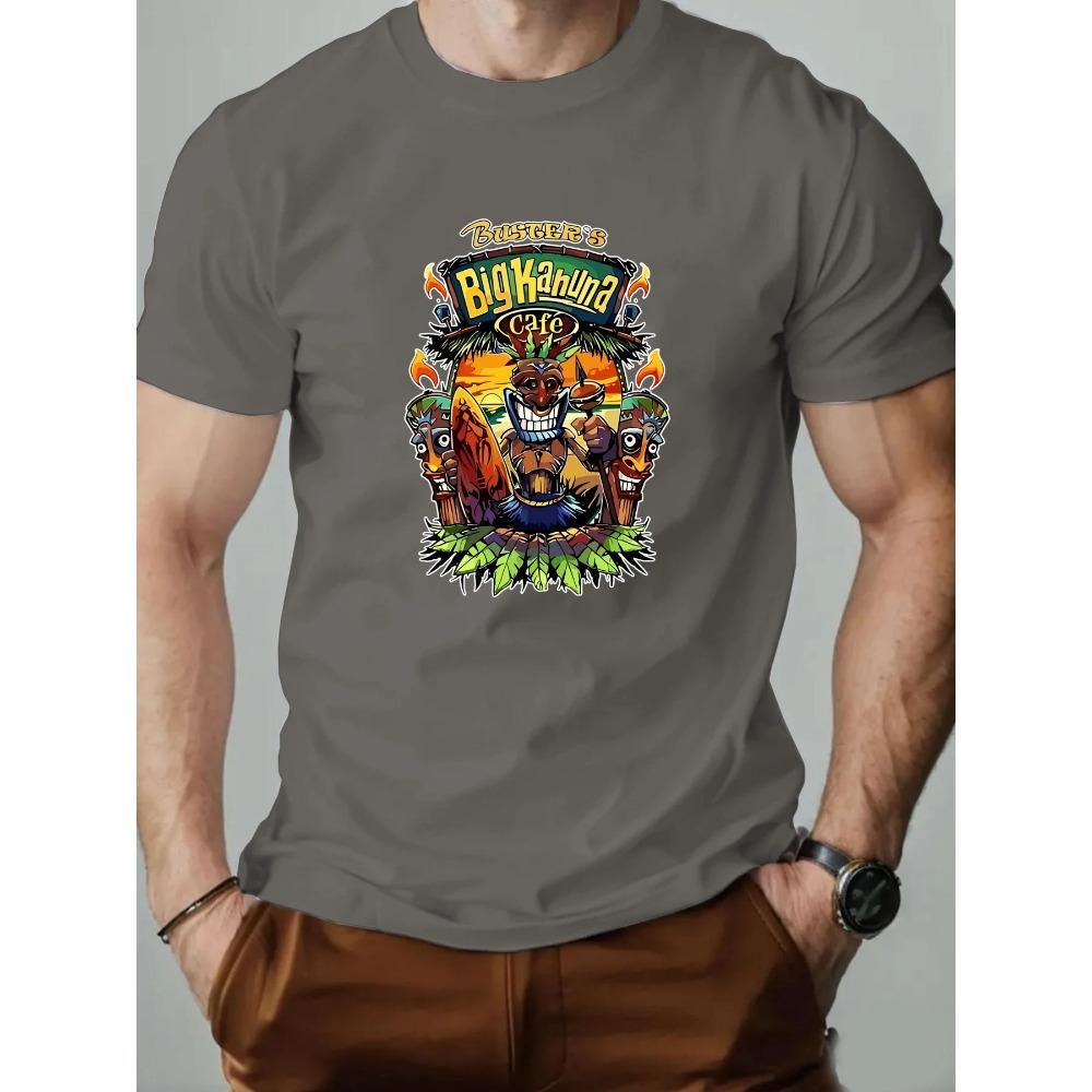 Men's T-Shirt 100% Cotton Tribe Cartoon Print Summer Oversized Round Neck Breathable Casual Short Sleeve Fashion T Shirt