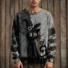 Men's Long Sleeve Pullover Sweater Casual Halloween Print Knit Oversized Sweater