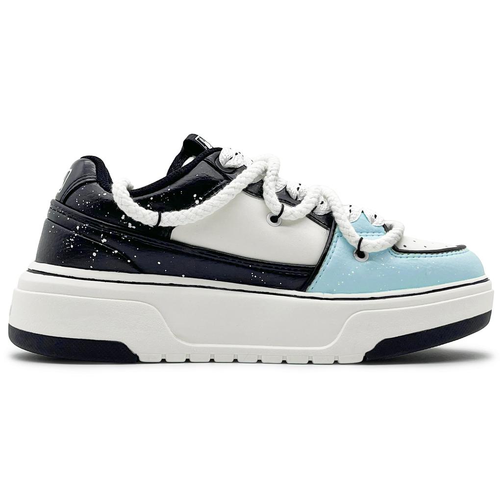MLB Chunky Liner PU Abrasion Resistant Height Increasing Low Top Skateboard Shoes Unisex Black White Blue 3ASXCA12N-50WHS(Team131-)