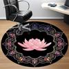 1pc Lotus Mandala Pattern Chair Carpet for Office, Round Non Slip Durable Large Size Office Carpet, Suitable for Office
