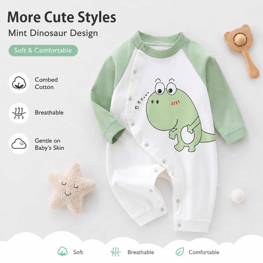 Body de Algodón Peinado para Bebé Manga Larga Mono Infantil Pelele de Animal Unisex Ropa Interior Térmica Cierre con Corchetes Suave Onesie para Recién Nacido Invierno Conjunto Cálido