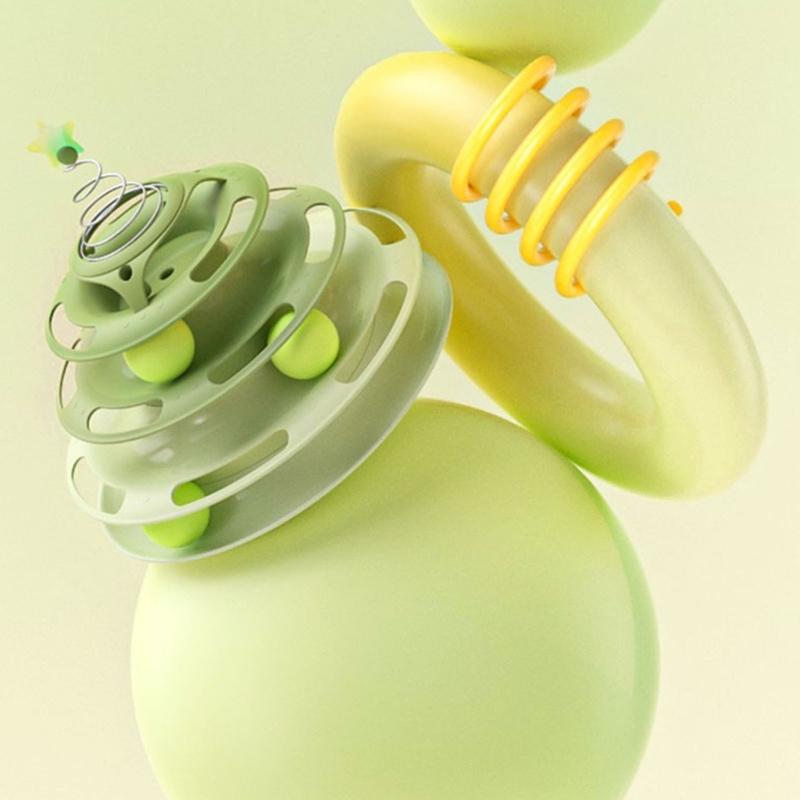 Cat Toy Interactive Roller Tracks Tower Turntable Ball with Teaser Pet Toy