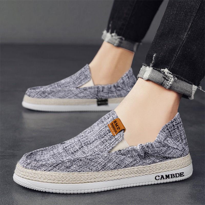 

Мужская обувь мужская парусиновая обувь летняя тонкая мягкая подошва слипоны ленивые повседневные тканевые туфли 44 серый