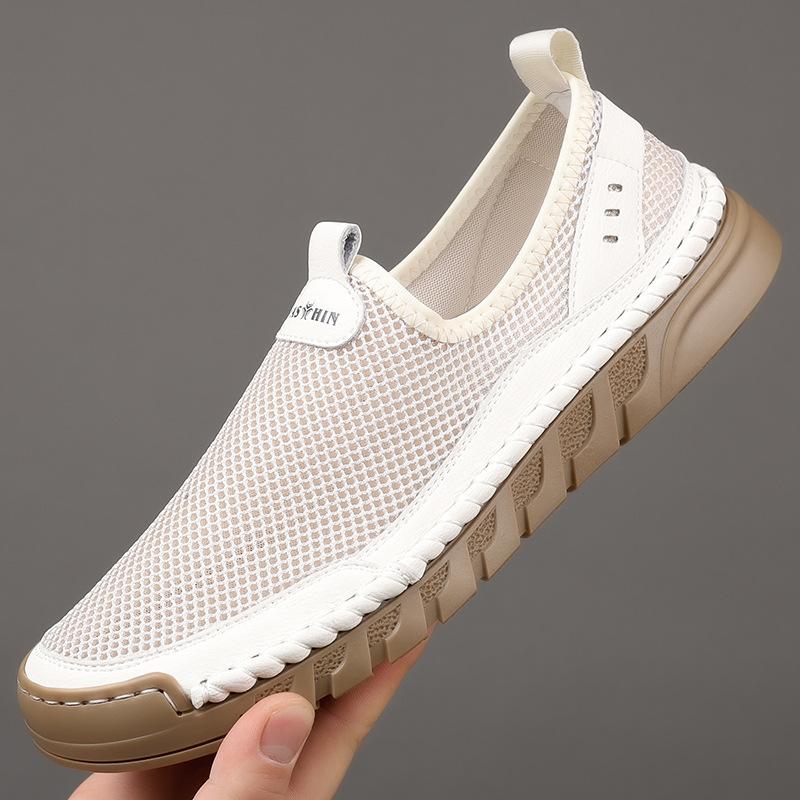 New Men's Doudou Shoes Hollow Mesh Casual Shoes Breathable Hand-stitched Driving Shoes Men's Daily Versatile Single Shoes