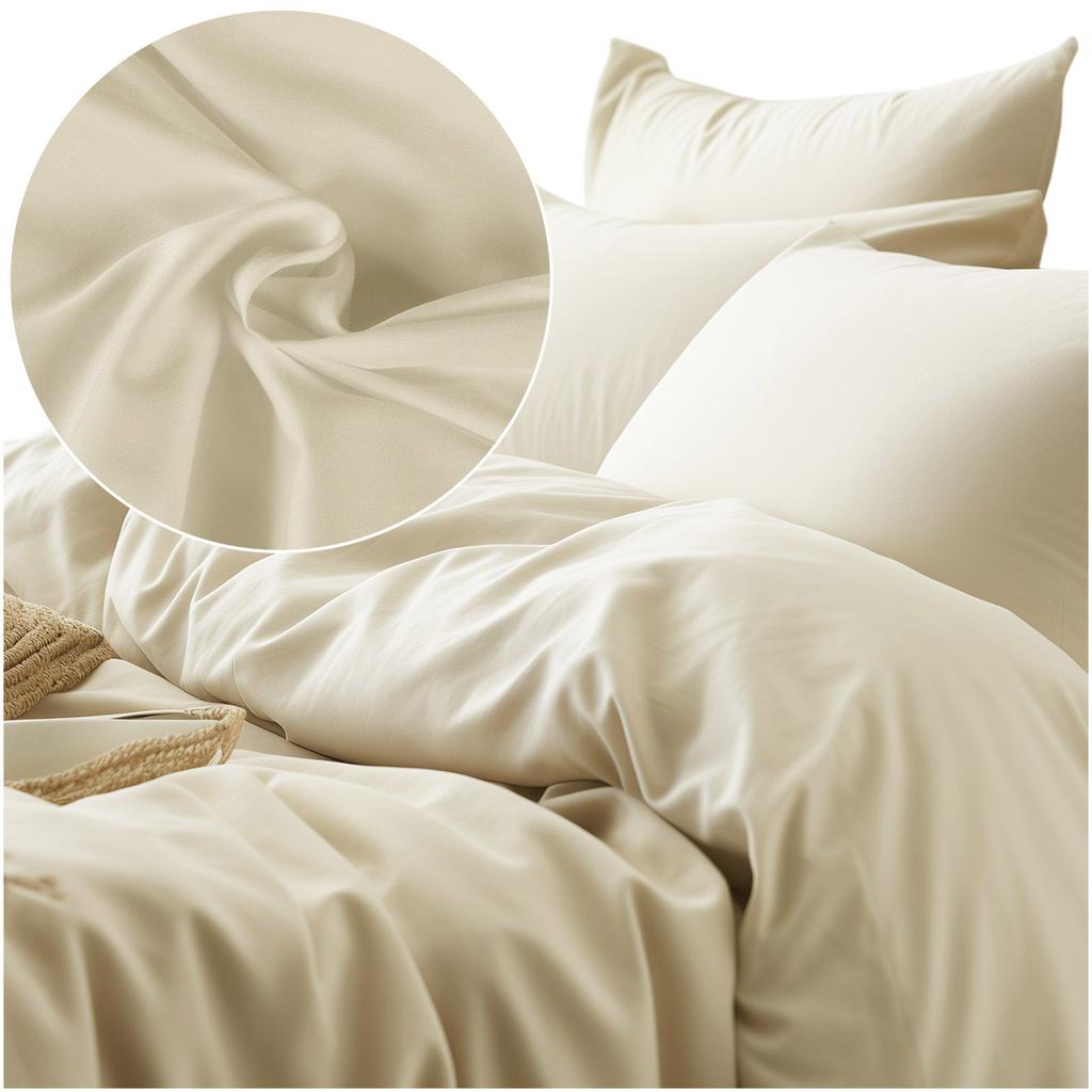 Cotton bedding 140x200 natural fabric satin weave smooth CREAM