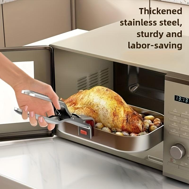 Heavy-Duty Stainless Steel Anti-Scald Clip, Compatible for Air Fryer & Steamer, Heat-Resistant Kitchen Tool with Non-Slip Bowl/Plate Grabber